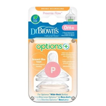 Dr Brown's Θηλές Μπιμπερό Options+ με Φαρδύ Λαιμό 0+ 2τεμ.(WN0201)