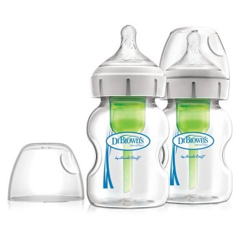 Dr Brown's Options+ Anti-Colic Μπιμπερό Γυάλινο με Φαρδύ Λαιμό 2x150ml (WB52730)