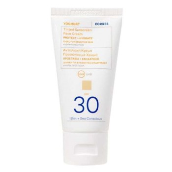 Korres Yoghurt Tinted Sunscreen Face Cream SPF30 50ml - Αντηλιακή Κρέμα Προσώπου Mε Χρώμα