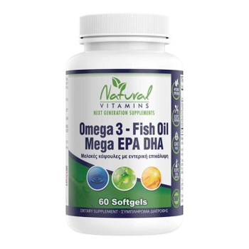 Natural Vitamins Omega 3 Fish Oil Mega EPA/DHA, 60softgels