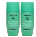 Apivita PROMO Bee Fresh 24ωρο Αποσμητικό Roll on - Σέβεται το Μικροβίωμα με Πρόπολη & Προβιοτικά 2x50ml