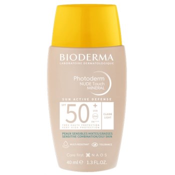 Bioderma Photoderm Nude Touch SPF 50+ Light Λεπτόρρευστο Αντηλιακό με Ελαφριά Κάλυψη & Ματ Αποτέλεσμα για Μεικτό προς Λιπαρό Δέρμα, 40ml