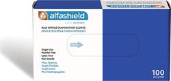 Alfashield Alfa Gloves Εξεταστικά Γάντια Νιτριλίου μιας Χρήσης Χωρίς Πούδρα Μπλε Small 100τμχ
