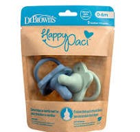 Dr. Brown's Happy-Paci Πιπίλα Σιλικόνης Μπλε/Πράσινη 0-6m, 2 τεμάχια