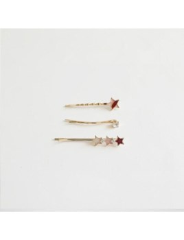 YUKO.B: Τσιμπιδάκια για τα μαλλιά Pink Star 3 τεμ.