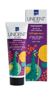 Intermed Unident Kids Toothpaste 1400ppm Fluoride Από 6 Ετών με Γεύση Τσιχλόφουσκα 50ml