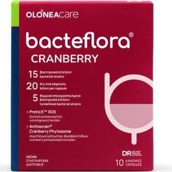 Bacteflora Cranberry – Προβιοτικά με Κράνμπερι για την Ουροποιητική Υγεία, 10 Κάψουλες