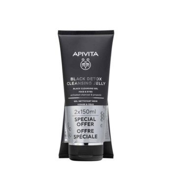 Apivita Promo Black Detox Duo Gel Καθαρισμού Για Πρόσωπο & Μάτια 2x150ml