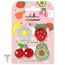 Invisibobble Clipstar Kids Frutti Fun Παιδικά Τσιμπιδάκια Μαλλιών 4 Τεμάχια