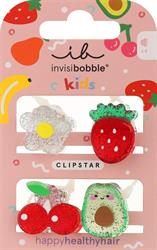Invisibobble Clipstar Kids Frutti Fun Παιδικά Τσιμπιδάκια Μαλλιών 4 Τεμάχια