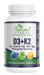 NATURAL VITAMINS D3 + K2 2000 IU 90 CHEW