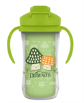 Dr. Brown's Παιδικό Ποτηράκι με Λαβές και Καλαμάκι από Πλαστικό Πράσινο 300ml TC01203