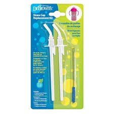 Dr. Brown's Straw Cup Replacement Kit 2 Ανταλλακτικά Καλαμάκια για Κύπελλο + 1 Βουρτσάκι Καθαρισμού