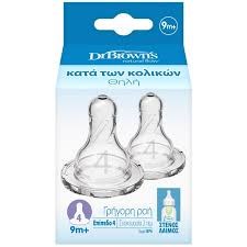 Dr. Brown's Anti-Colic Θηλές Σιλικόνης για Μπιμπερό με Στενό Λαιμό 9m+, 2τεμ