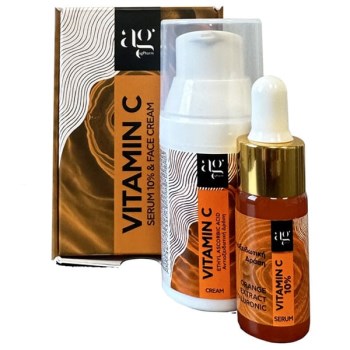 Ag Pharm Vitamin C 10% Promo Serum Ορός Προσώπου για Αντιγήρανση, 10ml & Face Cream Ενυδατική Κρέμα Προσώπου, 30ml, 1σετ