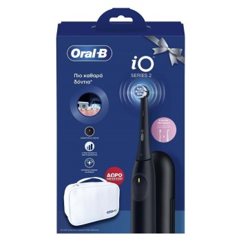 Oral-B Io Series 2 Ηλεκτρική Οδοντόβουρτσα με Αισθητήρα Πίεσης και Θήκη Ταξιδίου & Δώρο Νεσεσέρ Μαύρη