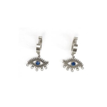 Mylovly LOOP Earrings Eye of Fatima Pendant Silver
