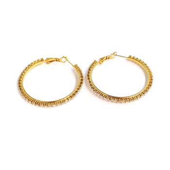 Mylovly LOOP Earrings Rhinestone Circle Gold