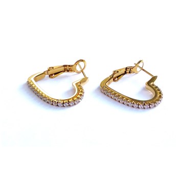 Mylovly SHIMMER Earrings Rhinestone Heart Gold