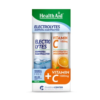 Health Aid Electrolytes 20 αναβράζοντα δισκία & Vitamin C 1000mg Γεύση Πορτοκάλι 20 αναβράζοντα δισκία 2 x 20 αναβράζοντα δισκία