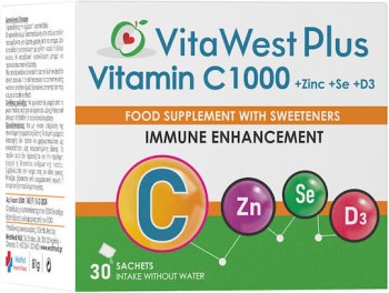 VITAWEST VITC 1000 + Zinc + Selenium + D3 30 Φακελάκια