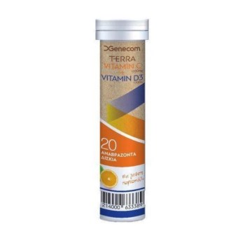 GENECOM - TERRA Vitamin C 1000mg & Vitamin D3 1000iu (γεύση πορτοκάλι) - 20eff.tabs