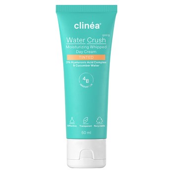 Clinea Water Crush Tinted Ενυδατική Κρέμα Προσώπου Ημέρας με Χρώμα, SPF15, Υαλουρονικό Οξύ & Βιταμίνη C 50ml