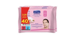 Septona Dermasoft Orchid Υγρά Μαντηλάκια Ντεμακιγιάζ για Πρόσωπο & Μάτια, (2x20τεμ) 40τεμ
