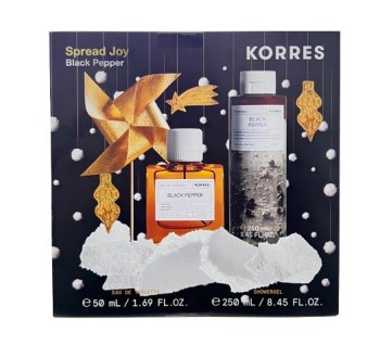 Korres Spread Joy Black Pepper Eau de Toilette, Σετ Αρώματος Black Pepper με Eau De Toilette και Αφρόλουτρο