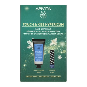 Apivita Promo Touch & Kiss Hypericum Set Κρέμα Χεριών για ΞηράΣκασμένα Χέρια 50ml & ΔΩΡΟ Cocoa Butter SPF20 4.4g